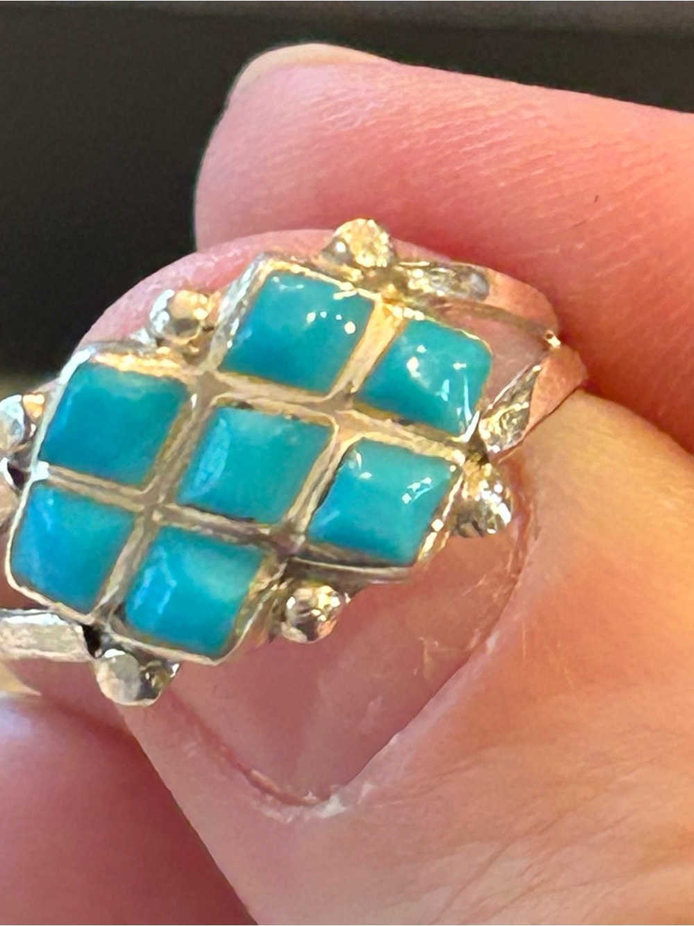 Sterling Silver Turquoise Tile Cluster Ring